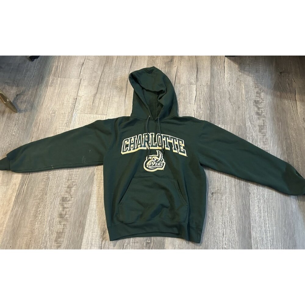 UNCC Champion Sweatshirt Hooded Green Size S